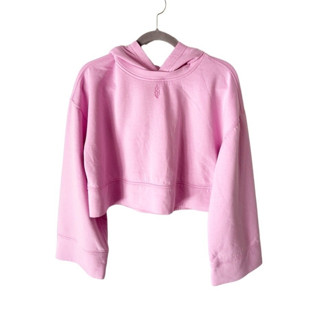 Free People FP Movement Pink Cropped Hoodie Sweatshirt Small Athleisure Lounge